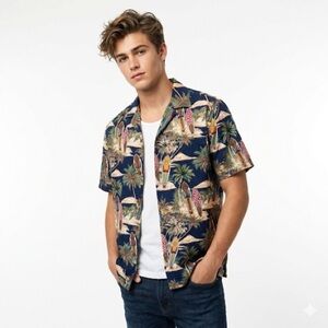 Aloha Republic made in Hawaii cotton aloha shirt large surf print